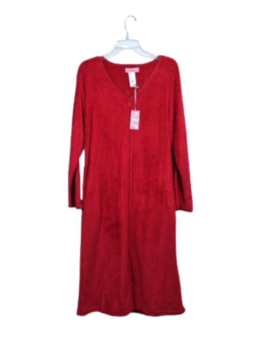 Whispers Robe Red M Long Chenille Ribbed Warm Robe Y2K 90s